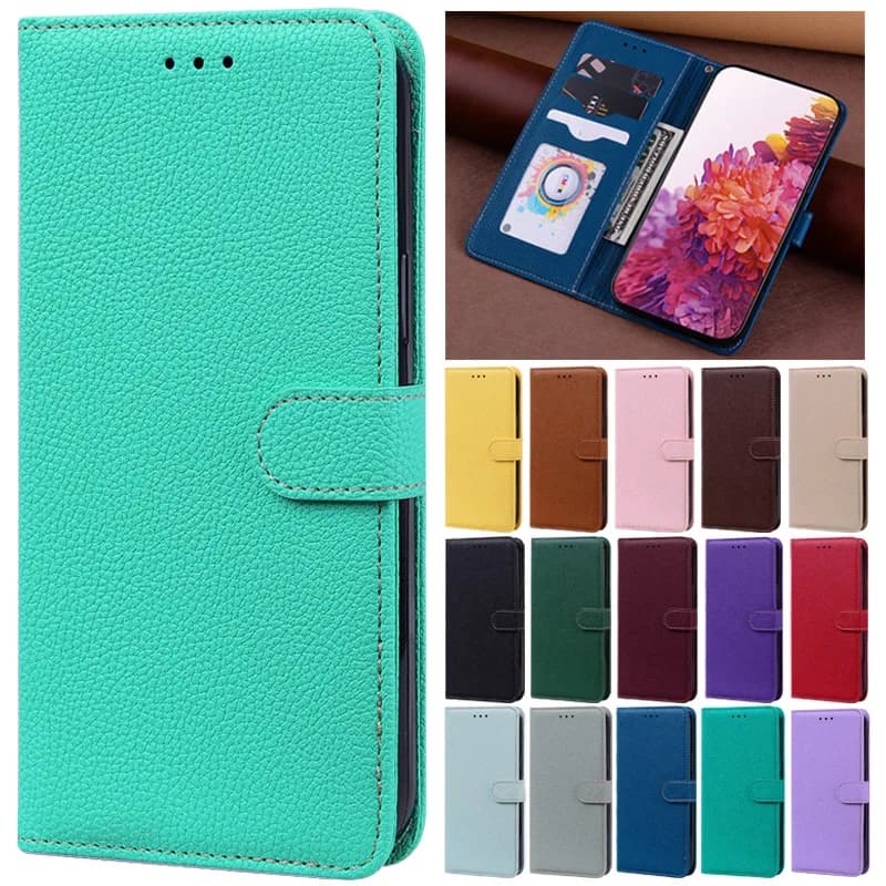 Capa de telefone de couro turquesa para Xiaomi Redmi 10C 9A 9T