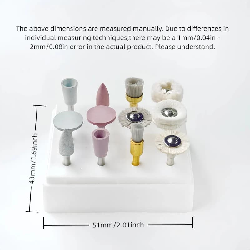 Kit de polimento multifuncional branco com 12 peças para resina acrílico e joias, acessórios variados