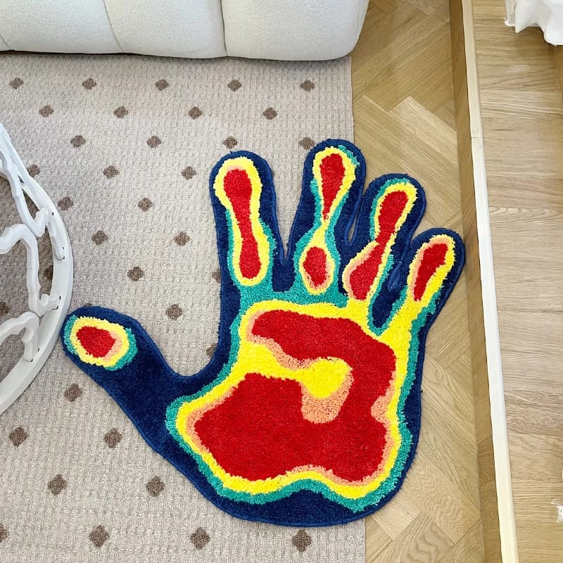 Tapete de mão tuftado multicolorido para decoração de sala e quarto