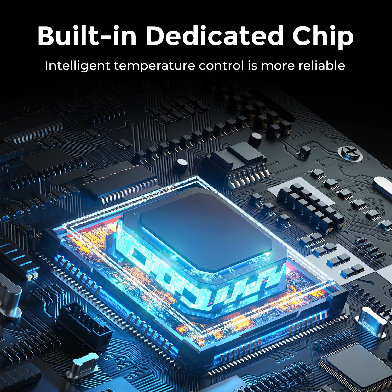 Chip dedicado embutido para controle inteligente de temperatura no cabo carregador Xiaomi Band 10
