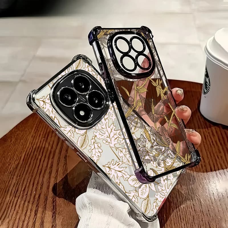 Capa de telefone transparente com padrão floral para Xiaomi Redmi 15 4G 5G 13C 12C 12 13 13X 15C 14C