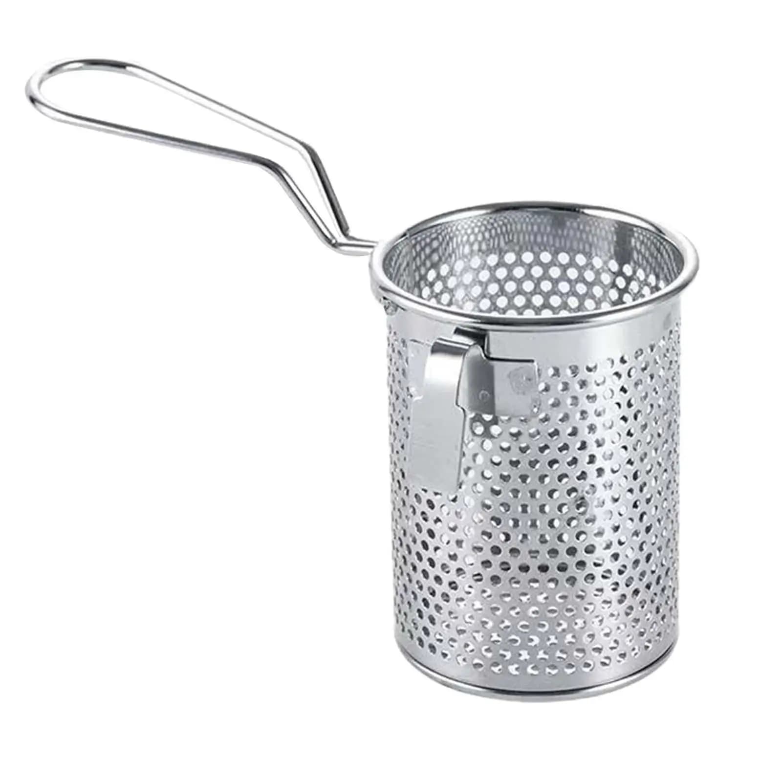 Set de coadores de metal para cozinha, 3 cilindros e 3 cestas, prateados, fundo branco