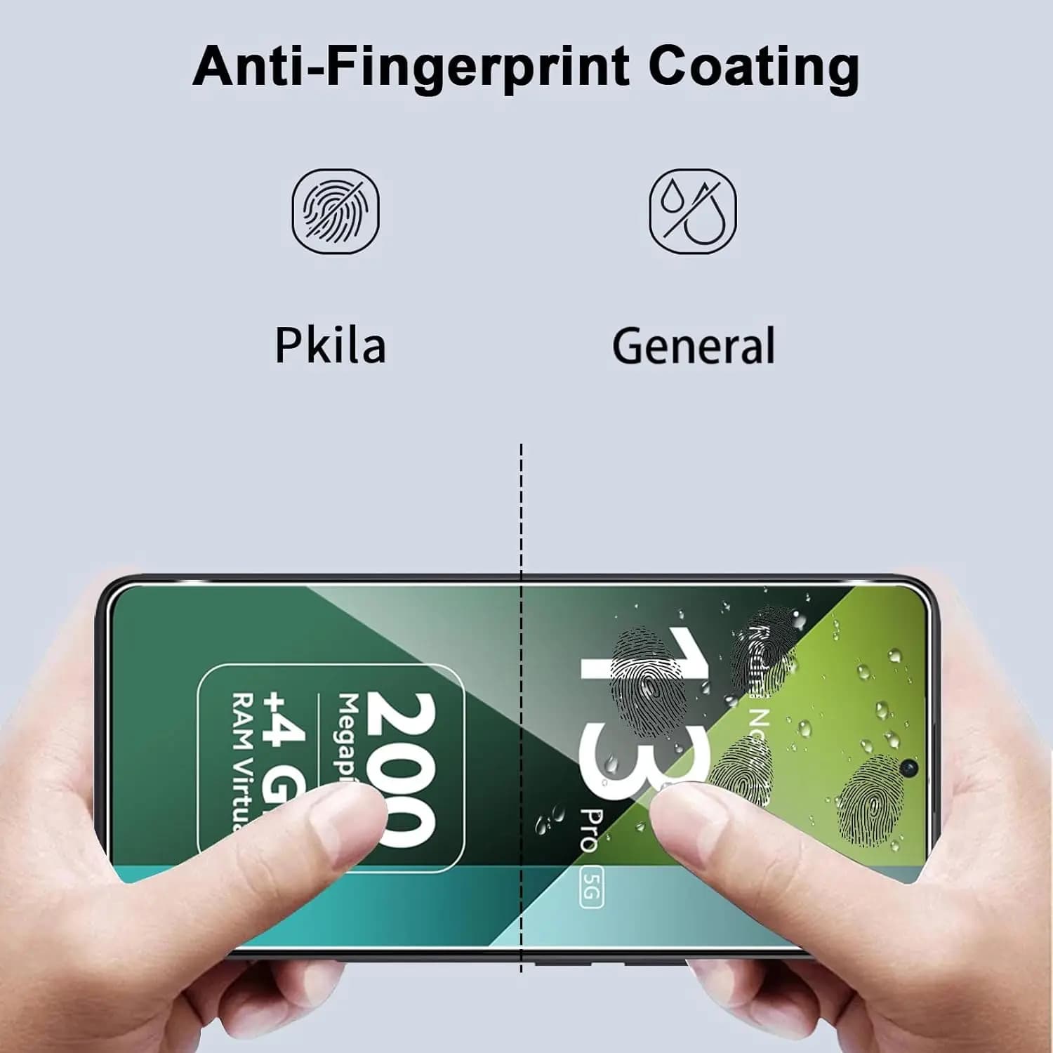 Protetor de tela Xiaomi 9D com revestimento anti-impressão digital comparativo com protetor comum