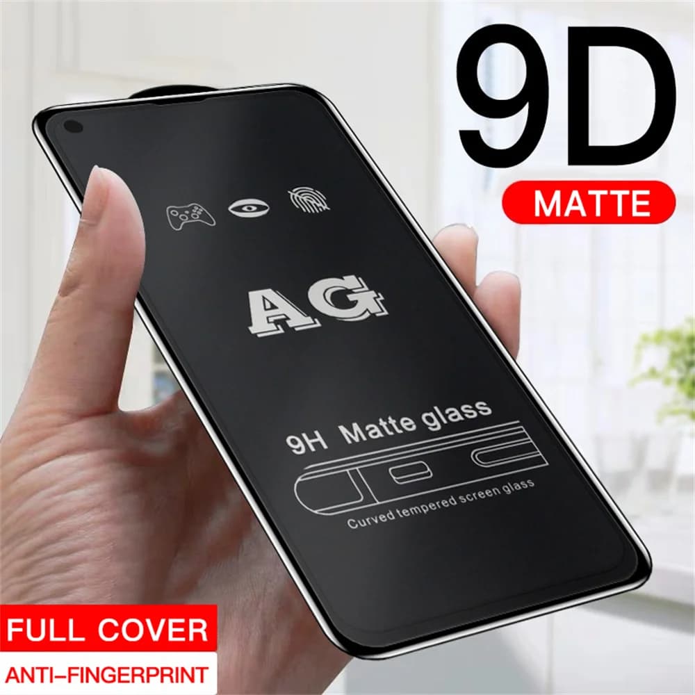 Protetor de tela fosco em vidro temperado para smartphones AG, 9H, curvado, 1-4PCS, sem impressões digitais