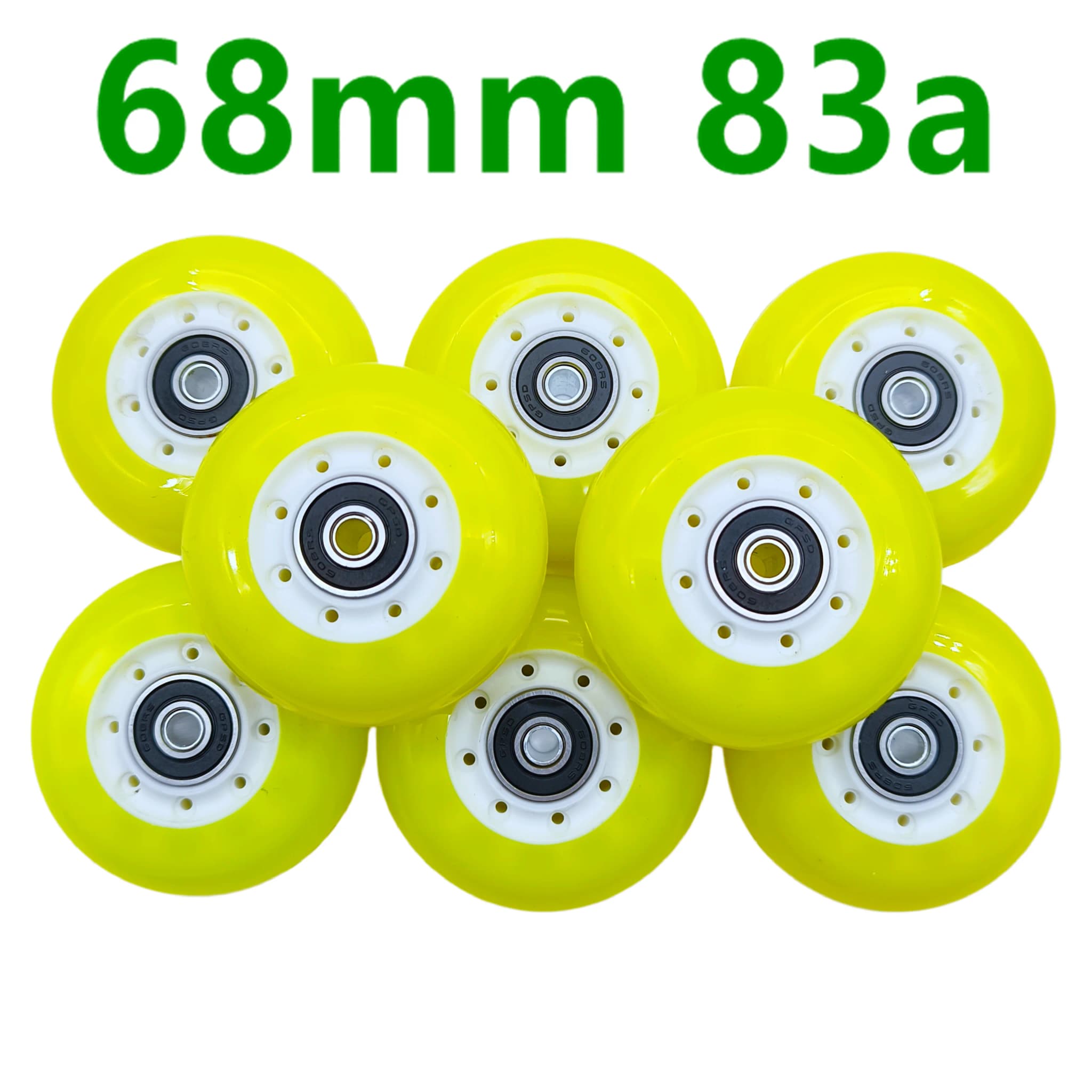 Roda de patins inline para crianças, roda de patins de 68mm 83a com rolamentos, 8 rodas/lote