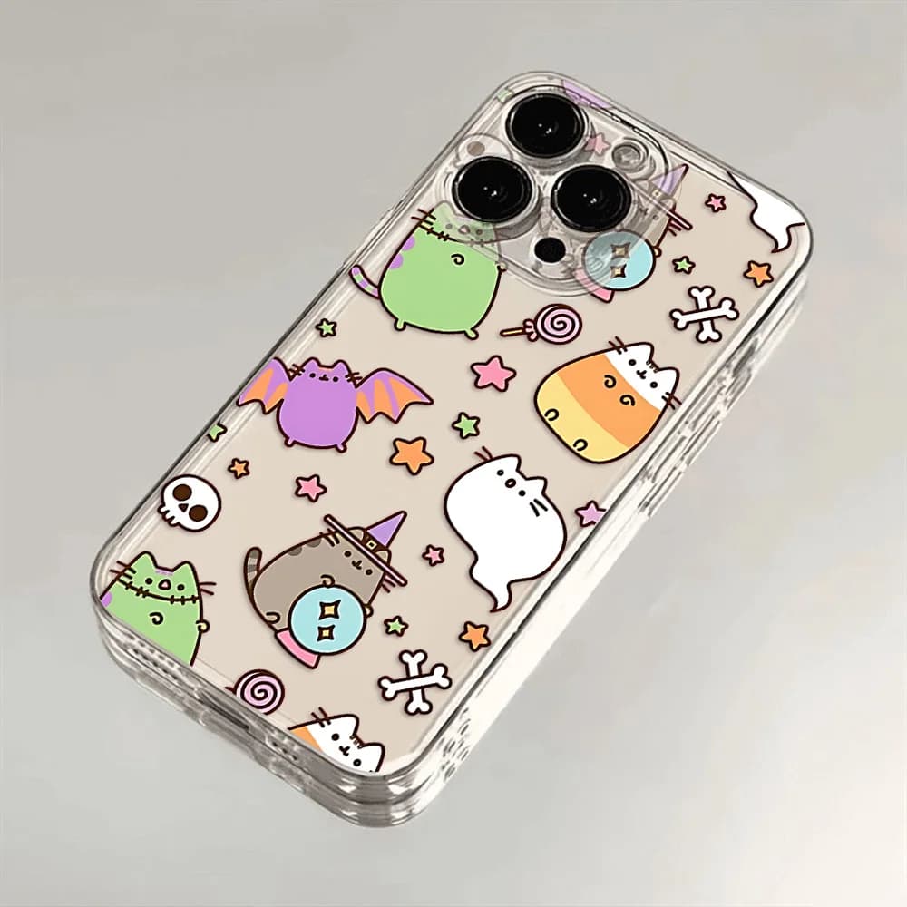 Capas transparentes de telefone com estampa de gatos para Xiaomi Redmi Note