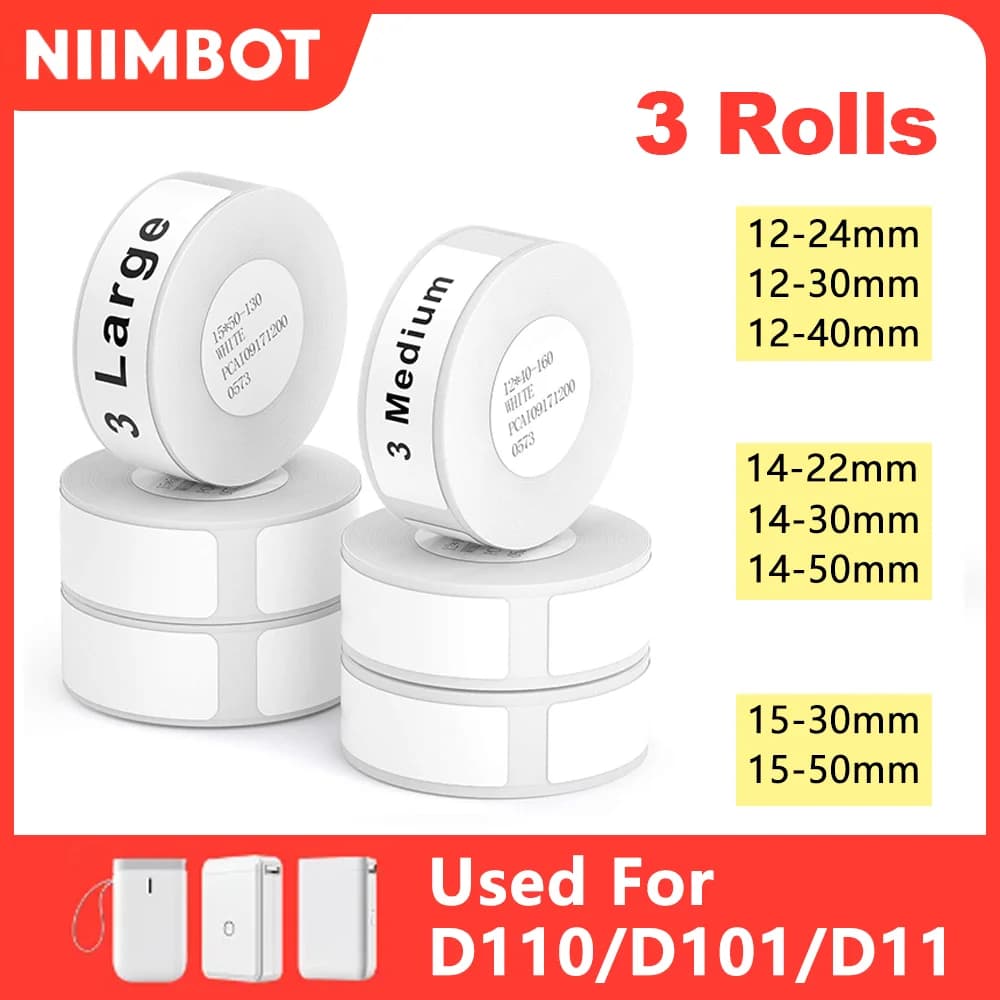 Niimbot etiquetas oficiais para d110 d11 etiqueta papel adesivo térmico branco à prova dwaterproof água etiqueta anti-óleo papéis de etiqueta