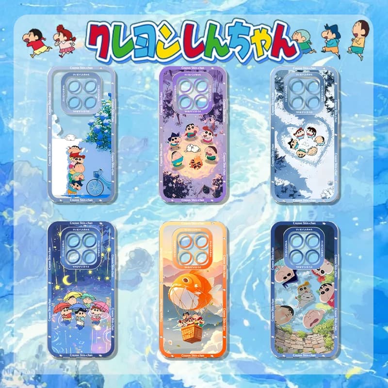 Capas de celular transparentes com desenhos animados de Crayon Shin-chan