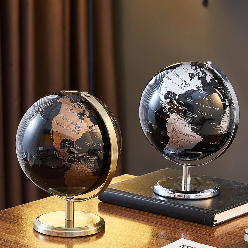 Acessórios de decoração para casa retro globo do mundo aprendizagem moderna mapa do mundo globo crianças estudo mesa decoração globo geografia crianças educação