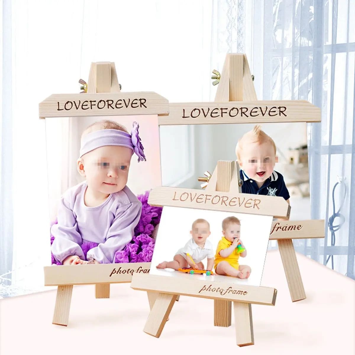 Porta-Retrato de Madeira Criativo para Uma Única Foto 9x13cm, Suporte de Mesa para Decoração de Casa e Escritório, Proteção contra Umidade