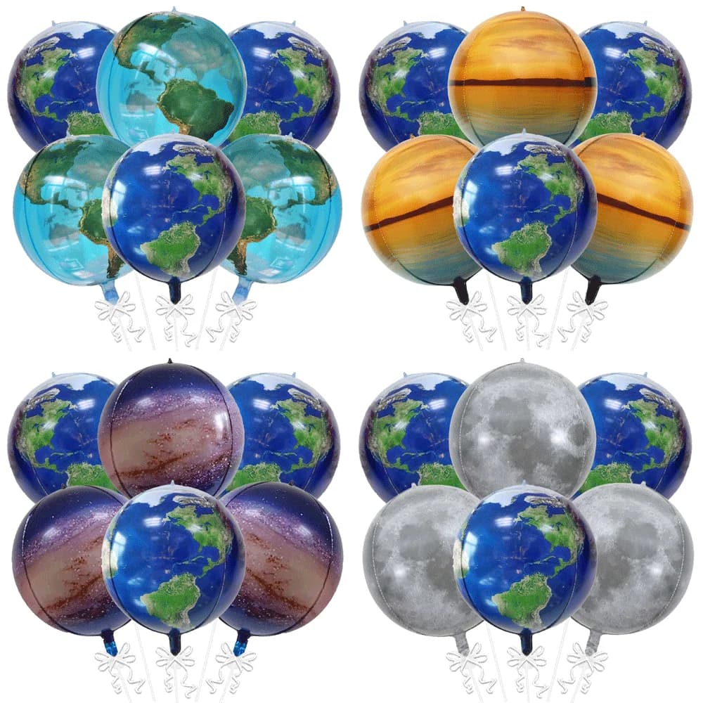 Kit balões 4D com globo terrestre, galáxia, planeta e lua em 22 polegadas coloridos