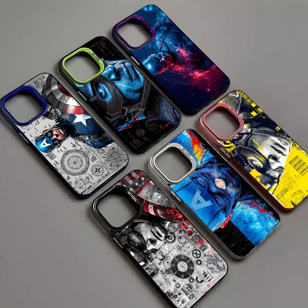 Seis capas protetoras traseiras para smartphones com arte do Capitão América