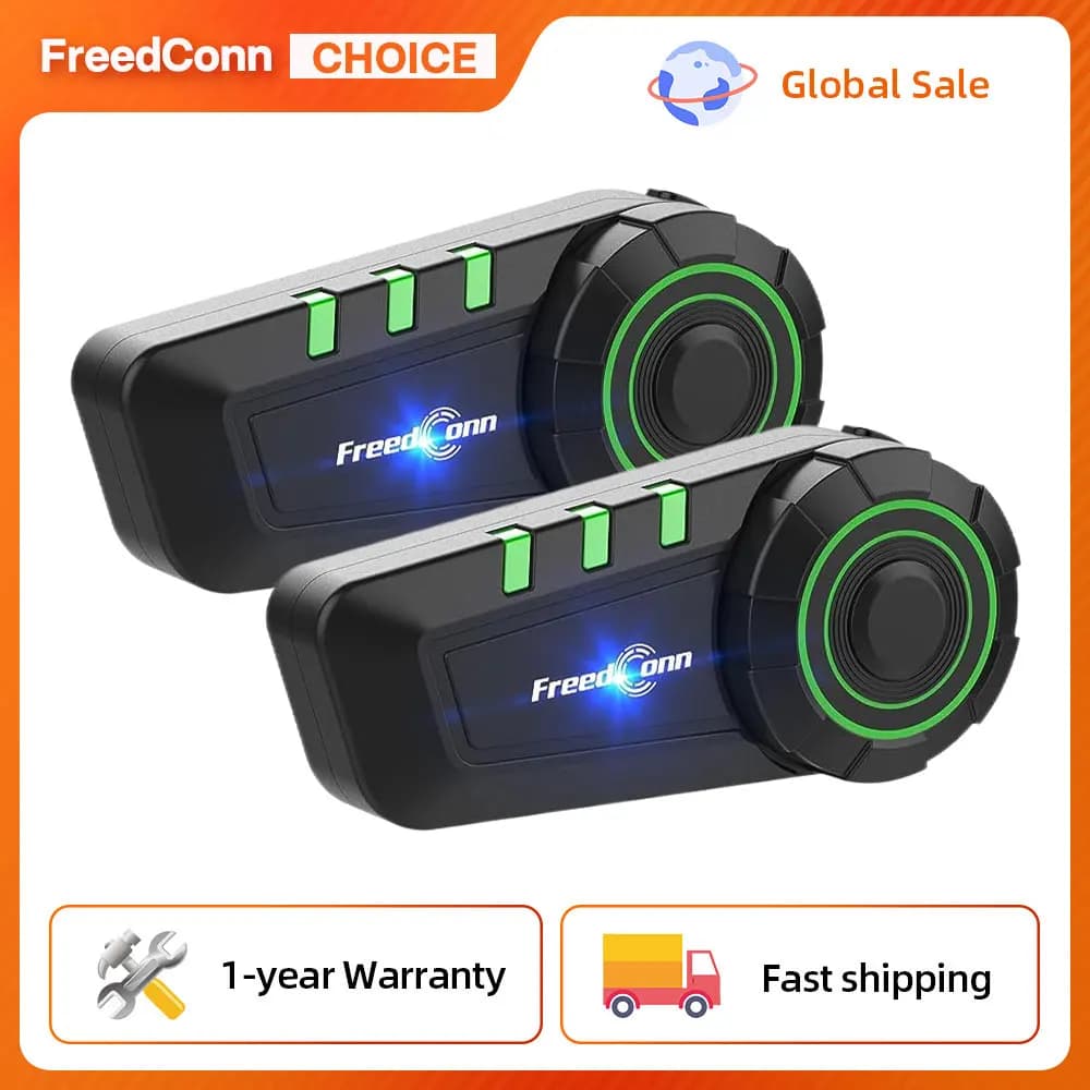 FreedConn Capacete Headset, Auscultadores sem fios, Cancelamento de ruído, FM estéreo, Música, IP65 impermeável