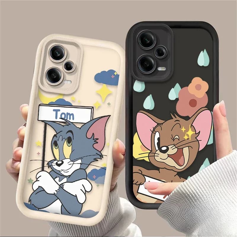 Capa de telefone Tom e Jerry para Xiaomi Redmi, com design de personagens.