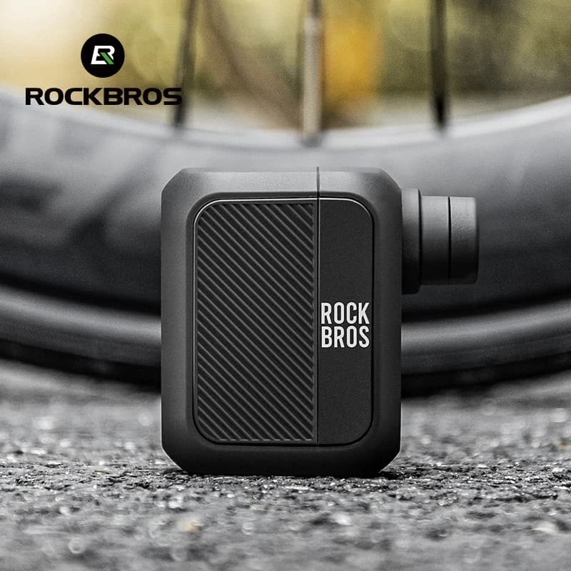 Bomba de ar elétrica portátil Rockbros preta, 100psi, recarregável, 300mAh