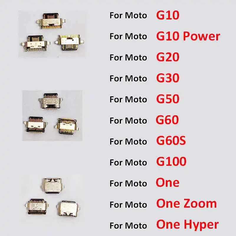 10 conectores de carregamento para Motorola G10, G10 Power, G20, G30, G50, G60, G60S, G100, One, One Zoom e One Hyper