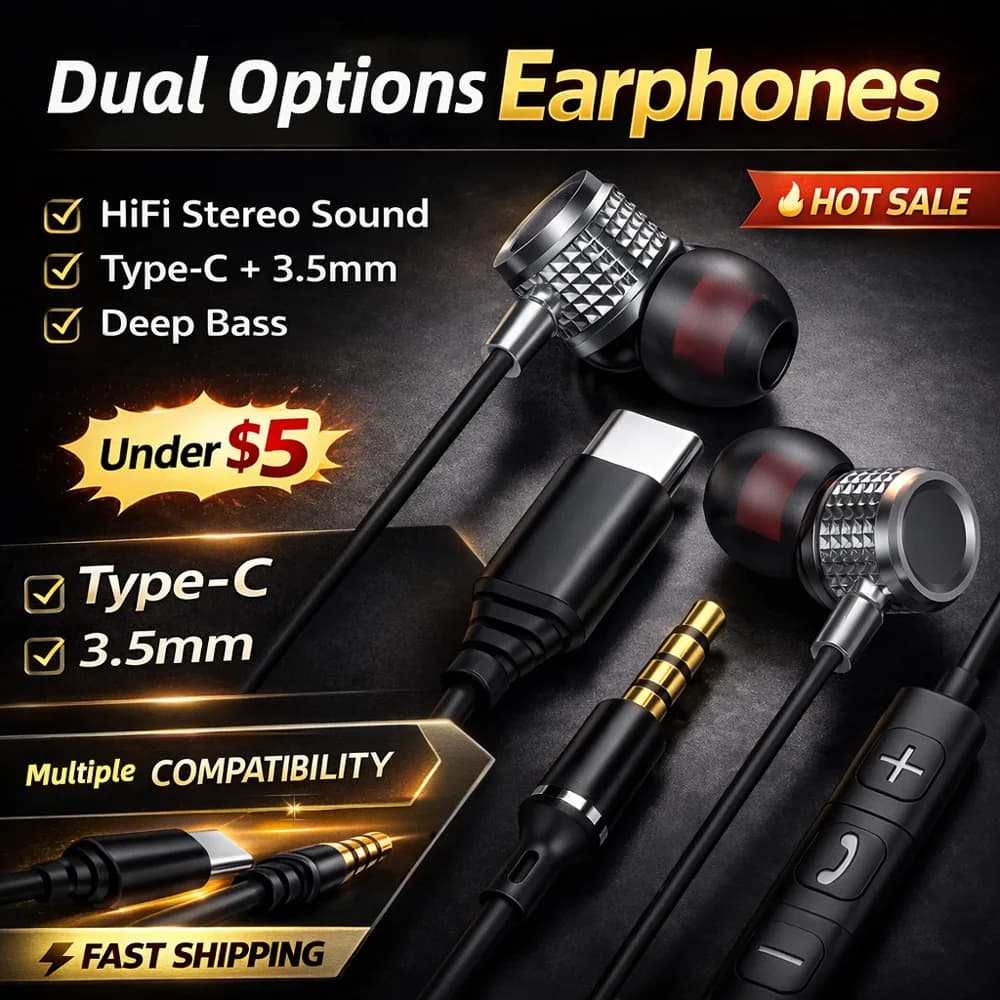 Fones de ouvido USB C metálicos com graves potentes, intra-auriculares, som estéreo HiFi, conector Type-C e 3,5 mm.