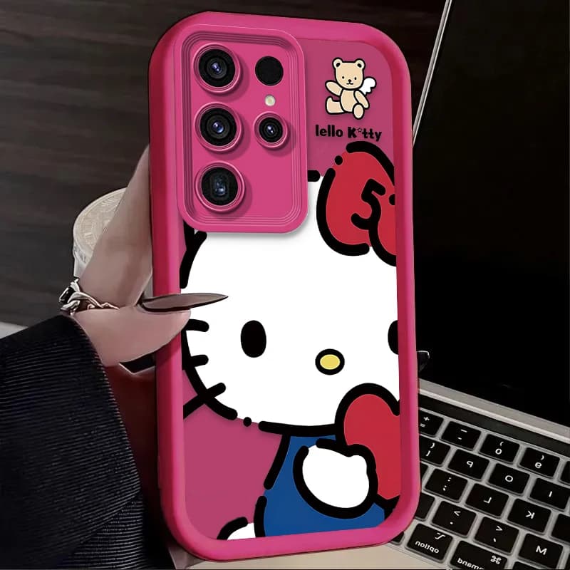 Bonito dos desenhos animados olá kitty caso de telefone para samsung galaxy s24 s25 s23 ultra s22 s21 plus fe a36 a56 a26 a16 a06 a15 a25 a35 a55 5g