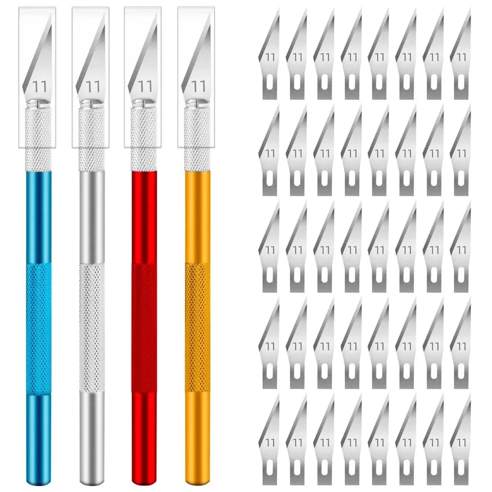 Kit de estiletes metálicos antiderrapantes coloridos com lâminas de precisão 11 para artesanato e reparo PCB