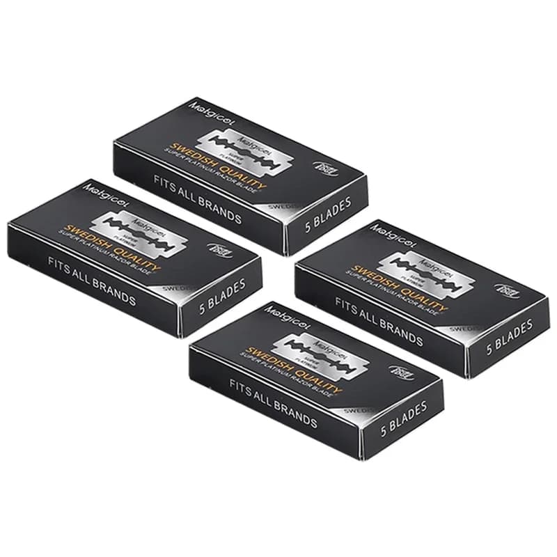 Kit 4 caixas de lâminas de barbear Super Platinum cinza para navalhas de segurança com 5 unidades cada