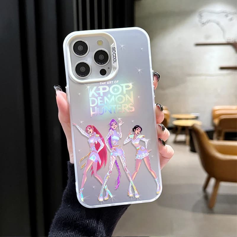 Capa transparente para Xiaomi POCO X7 com design holográfico K-KPop Demon Hunters HUNTR/X