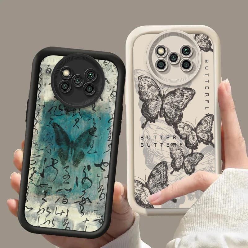 Capa de telefone de silicone com estampa de borboletas para Xiaomi Mi Poco X3 NFC GT M2 M3 M4 M5S M6 C50 C51 C55 C61 C65 F3 F5 Pro 4G 5G