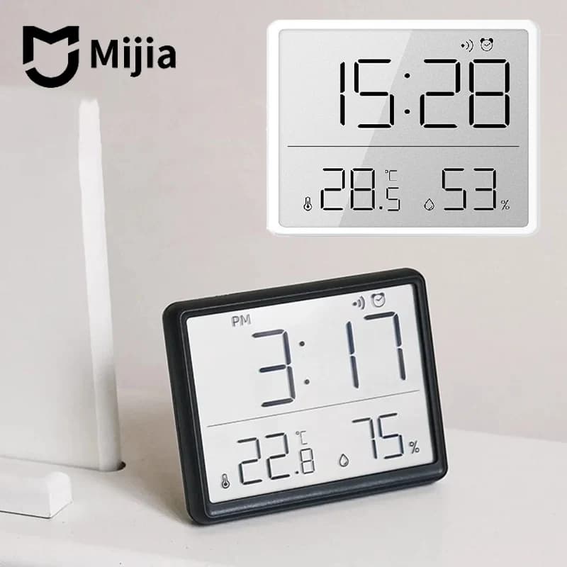 Termômetro higrômetro multifuncional MIJIA monitor eletrônico temperatura umidade relógio parede