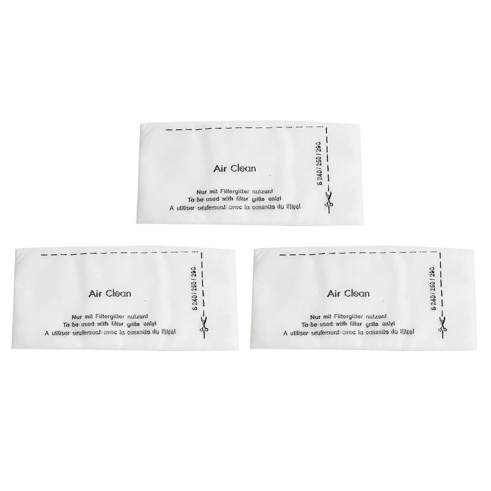 Filtros Air Clean para aspirador de pó branco com instruções impressas pacote com 3 unidades