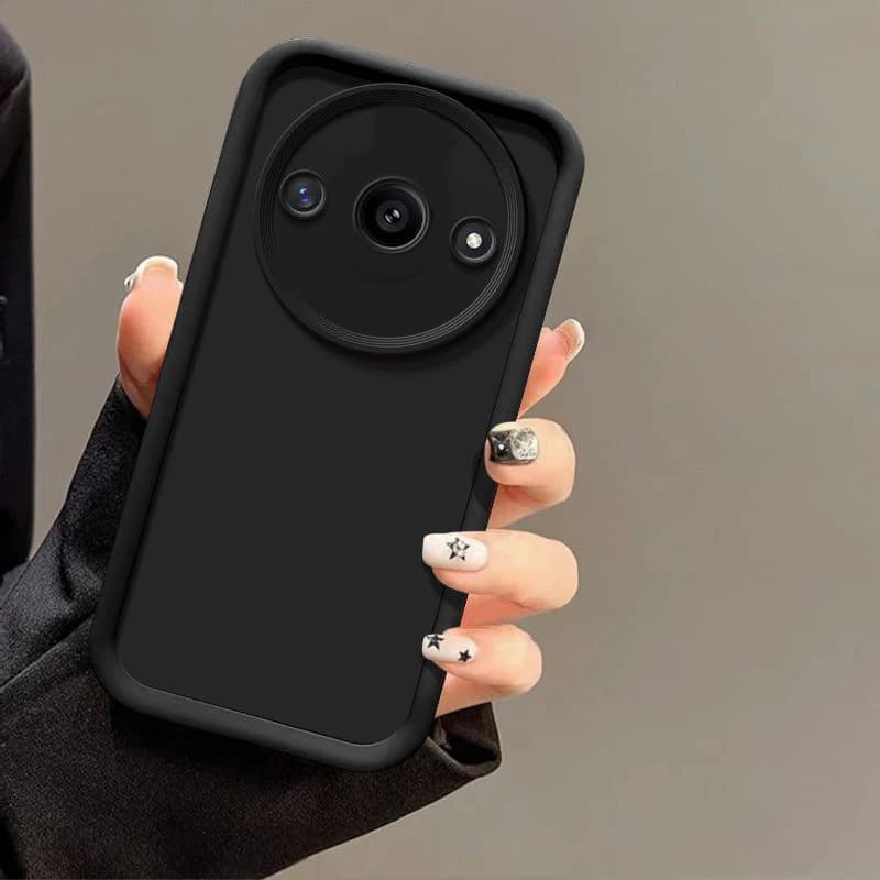 Capa preta para Xiaomi Poco C61 4G com design minimalista e proteção para câmera