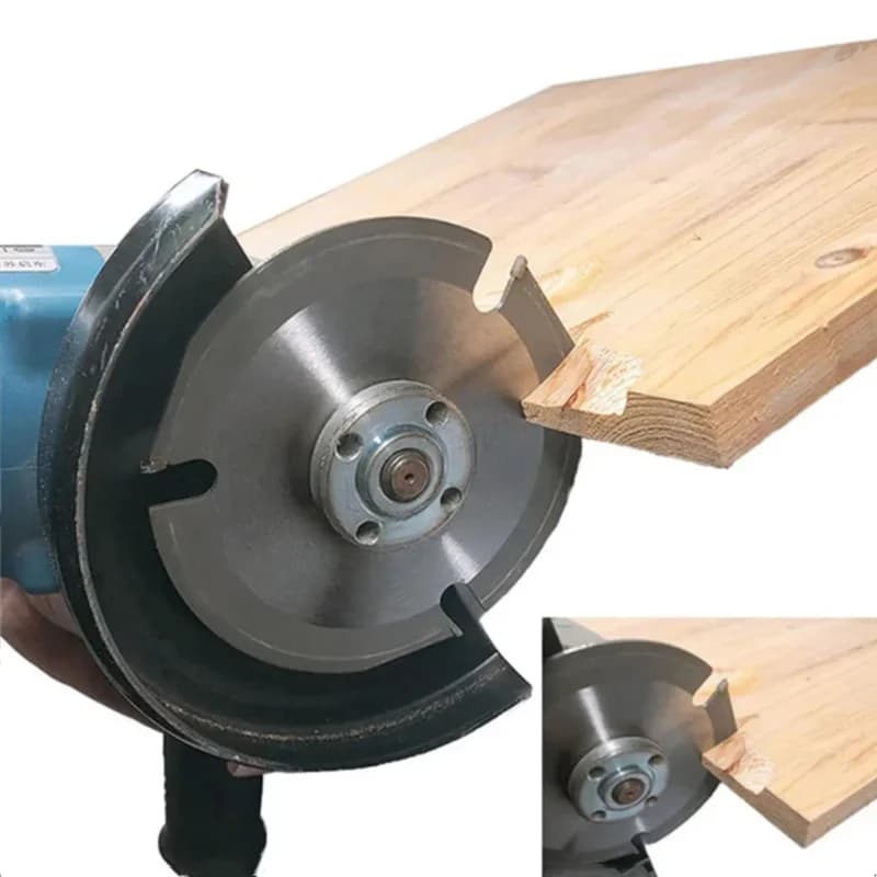 Quatro lâminas de serra de disco de liga dura para carpintaria, 115mm e 125mm, com detalhes técnicos e velocidade.