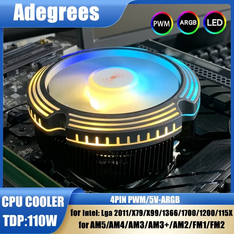 X99 cpu refrigerador de ar argb pc processador ventilador do radiador para intel 775 2011 1700 1200 1150 1155 1156 1366 x79 am3 am4 am5 ventilador