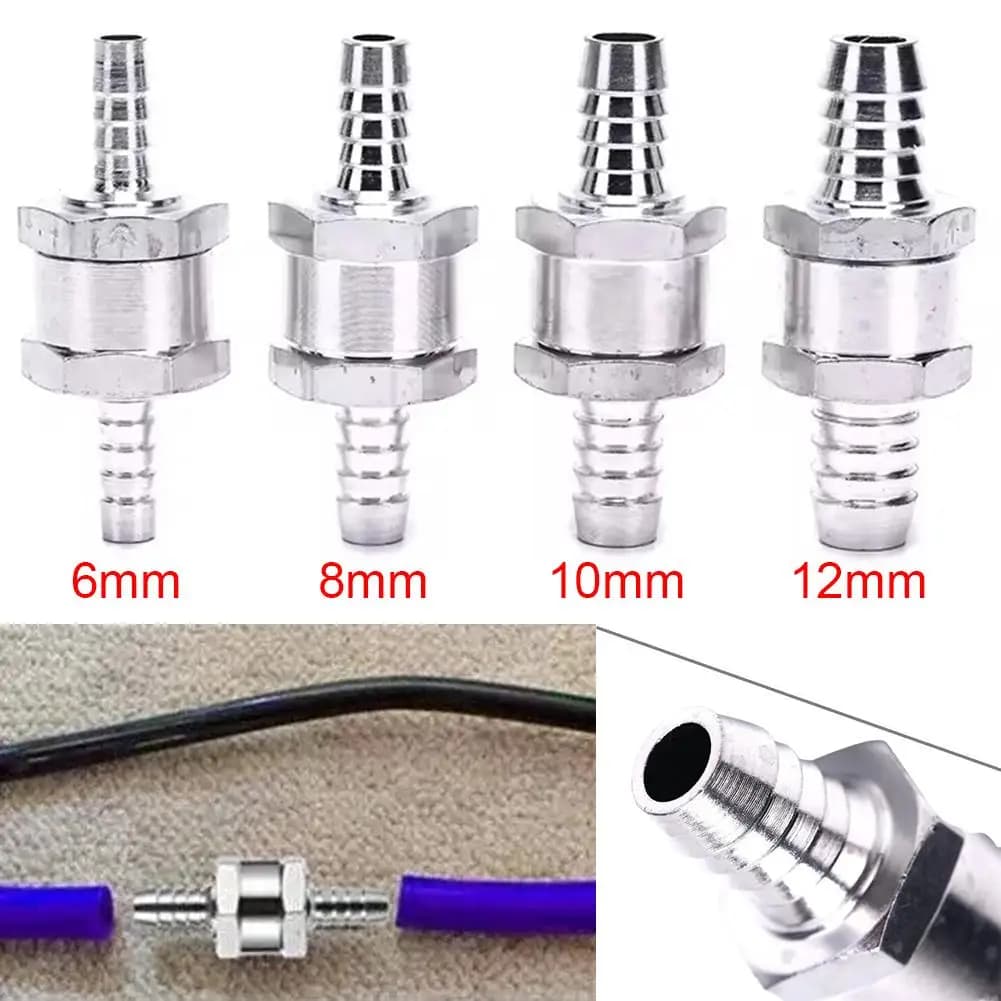 Válvulas de retenção unidirecionais de combustível em liga de alumínio, tamanhos 6mm, 8mm, 10mm, 12mm, fundo branco