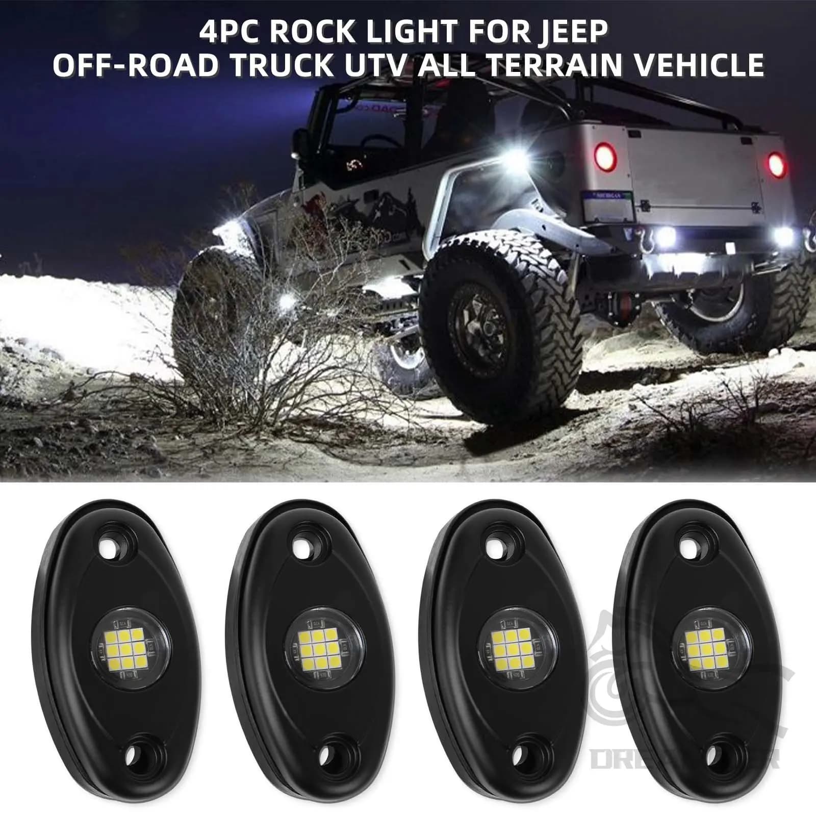 4pods 9 led kit de luzes rocha lâmpada atmosfera do carro para caminhão offroad suv 4x4 atv jeep neon underbody underglow trail rig luz