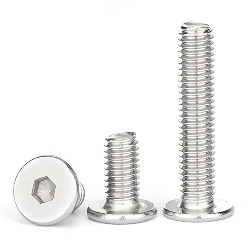 Parafusos de máquina cabeça plana com soquete sextavado interno em aço inox 304 prata