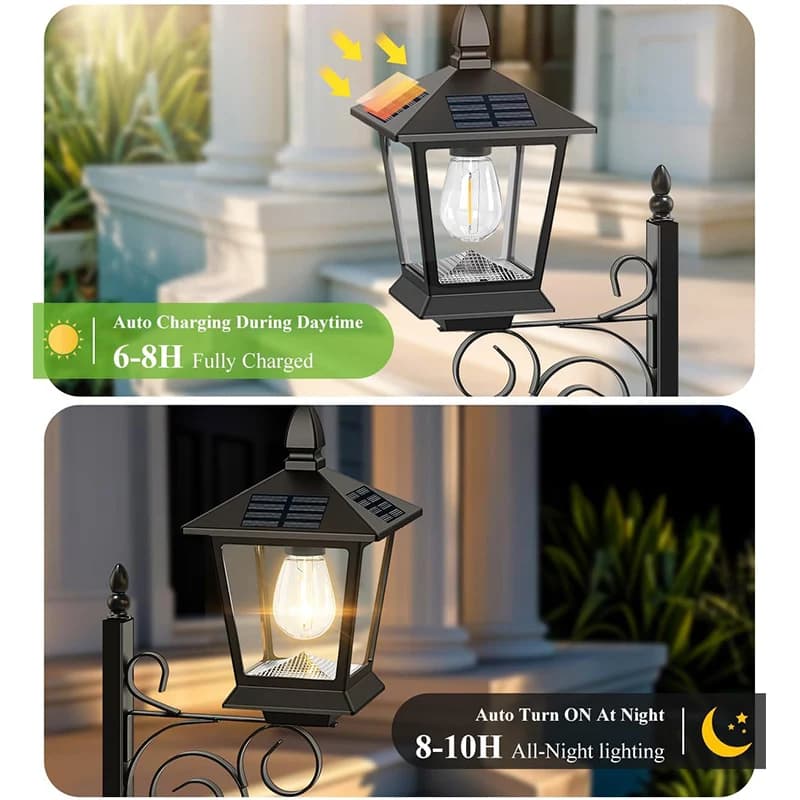 Luminária Solar 2 em 1 (de Parede/Suporte) com Vaso, Luminária Solar para Plantas, Vaso de Flores para Decoração de Jardim e Gramado