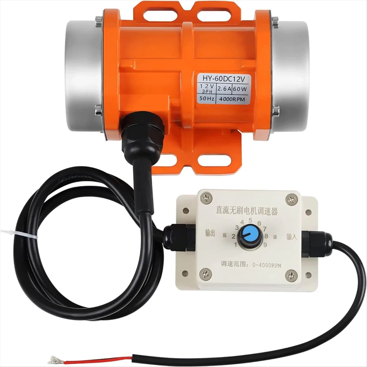 Motor vibrador de concreto com liga de alumínio, 4000RPM, 60W, 12V DC
