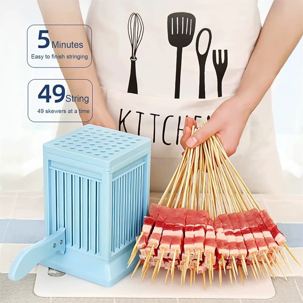 Kit de fabricante de espeto de carne com 49 buracos, ferramenta de corte azul