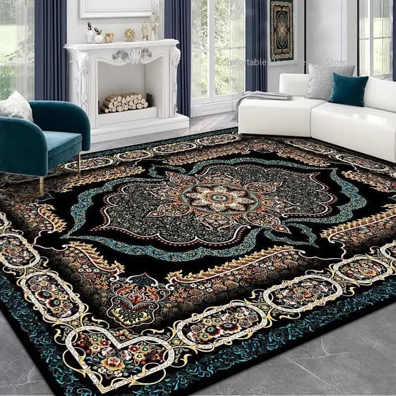 Estilo persa tapete para sala de estar decoração de casa retro lounge tapete macio quarto antiderrapante tapetes de cabeceira lavável 200x300