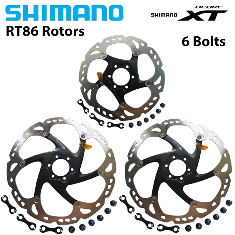 Disco de freio bicicleta Shimano Deore XT RT86 6 parafusos 160mm 180mm 203mm