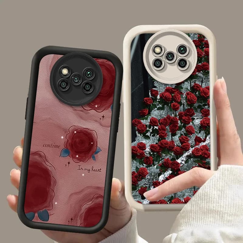 Capa de telefone vermelha com design de rosas para Xiaomi Mi Poco X3 NFC