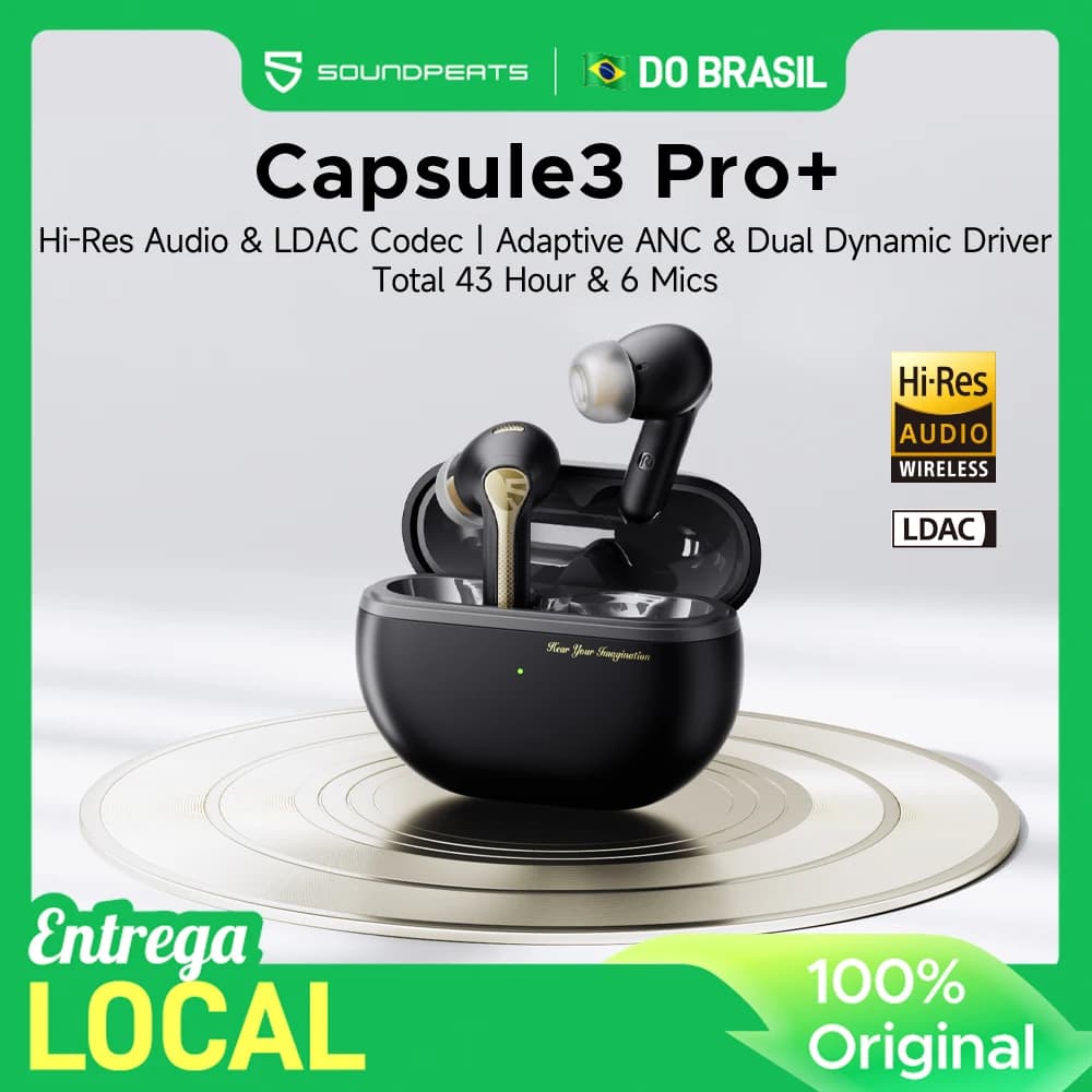 Fones de ouvido sem fio SoundPEATS Capsule3 Pro+ com ANC adaptativo, Hi-Res Audio e LDAC Codec
