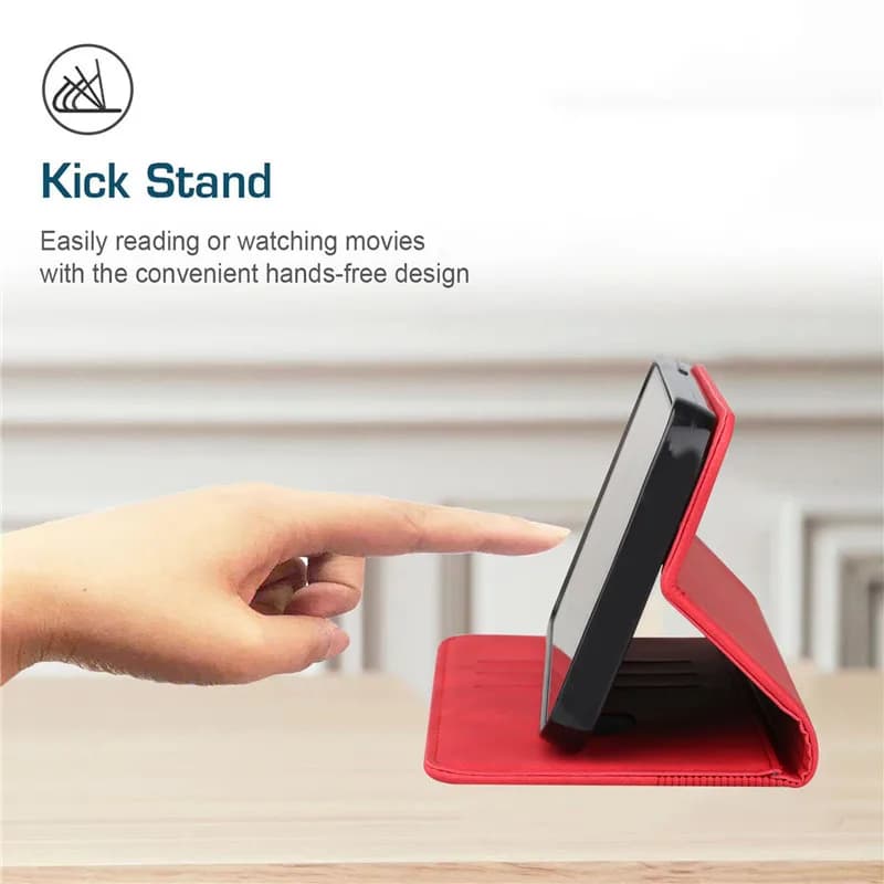 Capa carteira vermelha para Xiaomi Redmi 10 2022 com suporte kick stand para mãos livres