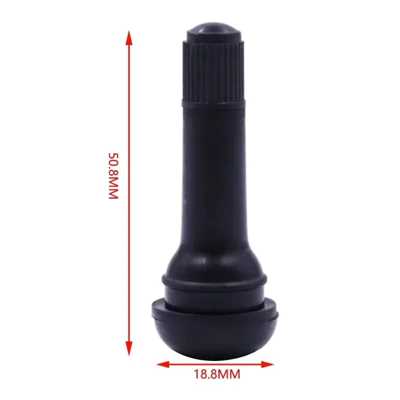 Válvula de pneu TR413 snap-in preta de borracha com medidas 50.8mm x 18.8mm para pneus sem câmara