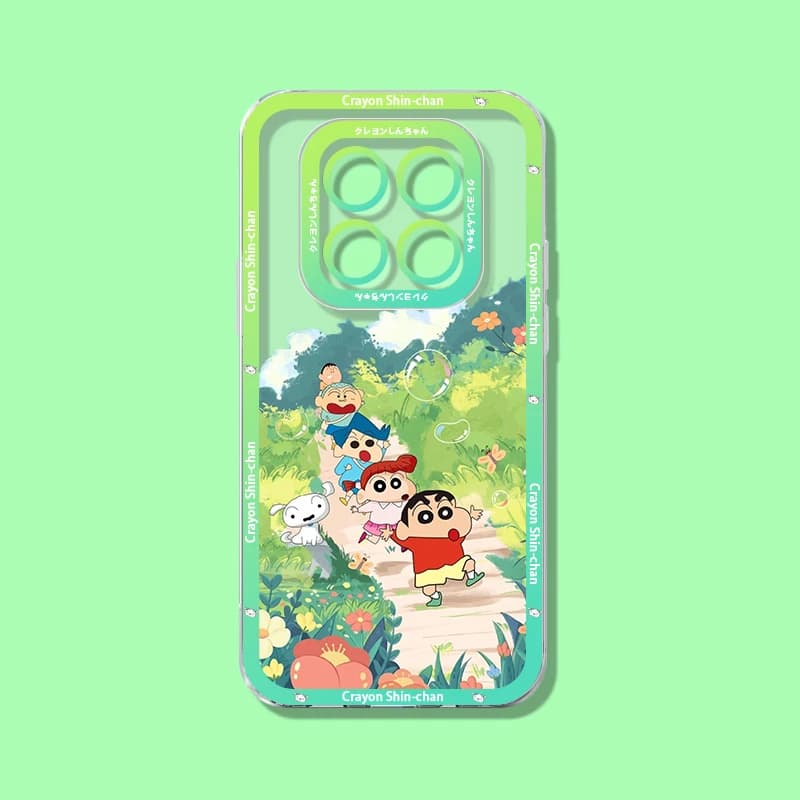 Capa para celular Redmi 15 verde transparente com desenho infantil Crayon Shin-chan e personagens animados