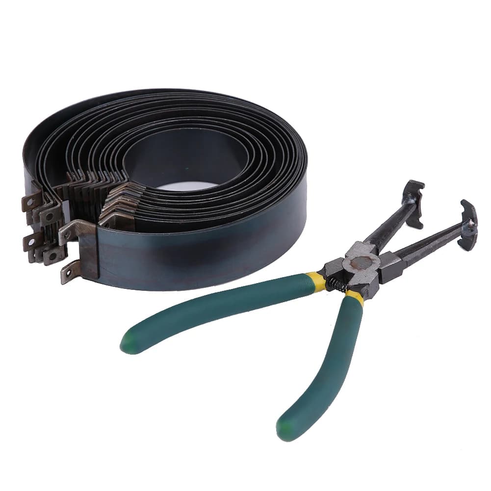 Conjunto de alicates de compressor de anel de pistão para motor automotivo com faixa preta e alicate verde e amarelo