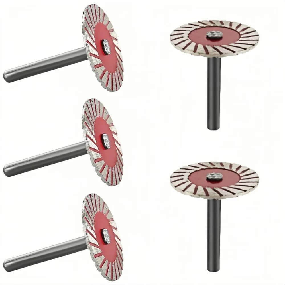 Cinco discos de corte de metal e pedra com mandril, lâmina de serra circular de 40*6mm, discos turbo de diamante para granito e mármore