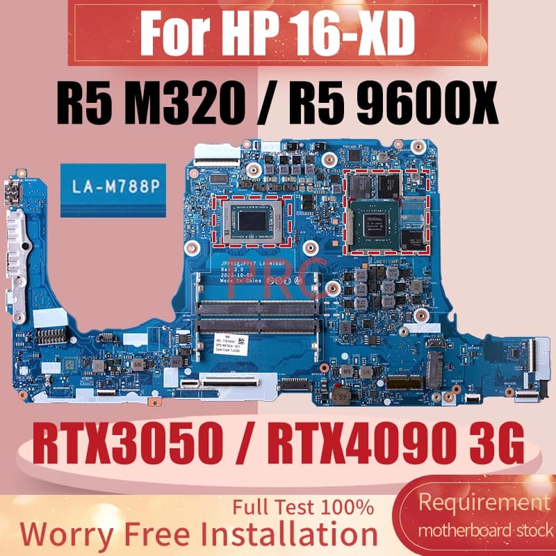 Placa-mãe HP 16-XD LA-M788P com R5 M320, R5 9600X, RTX3050, RTX4090 3G