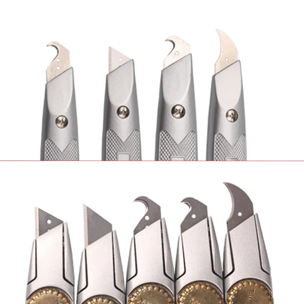 Kit de facas de corte profissional prata com ganchos trapezoidais para cabos e carpetes