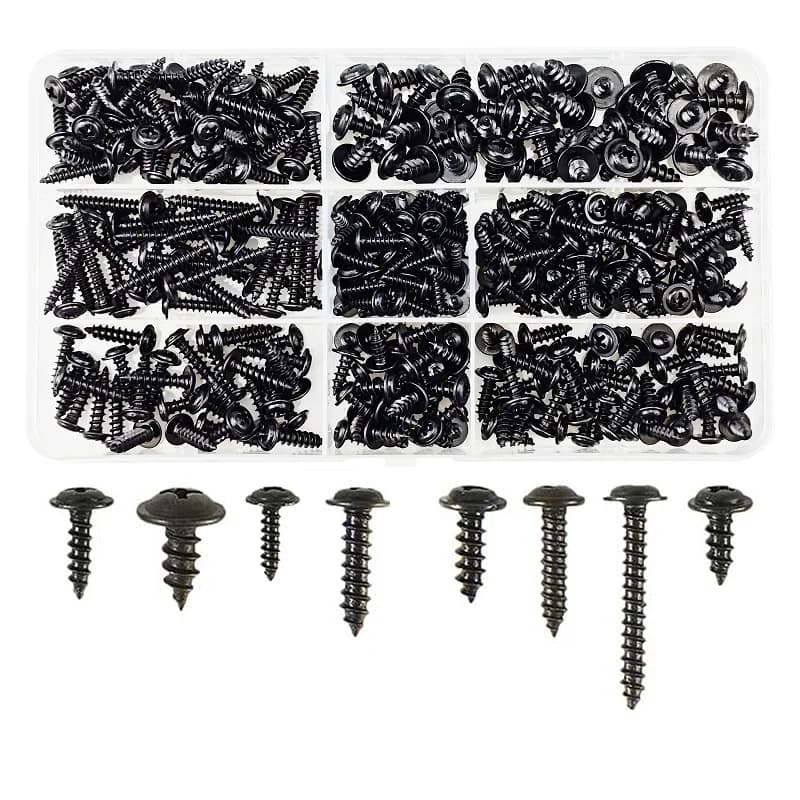 Kit de parafusos auto-roscantes pretos cabeça panela M3 M3.5 M4