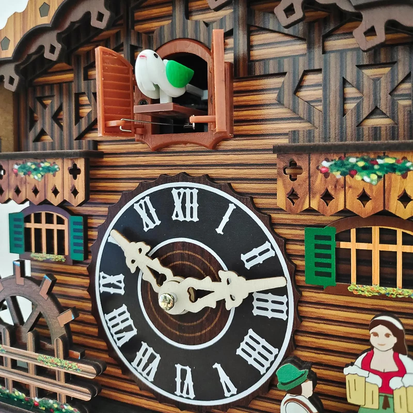 Relógio Cuco de Parede a Pilha, Decoração Artesanal, Sinfonia de Vento